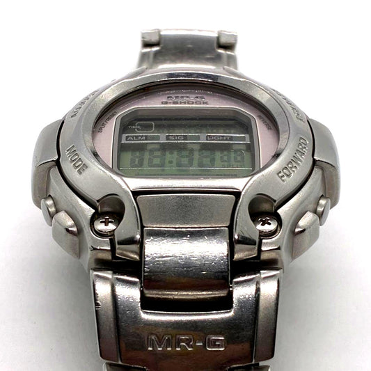 Casio G-Shock Mr-G MRG-220 vintage 90s watch with original band and clear crystal on wrist