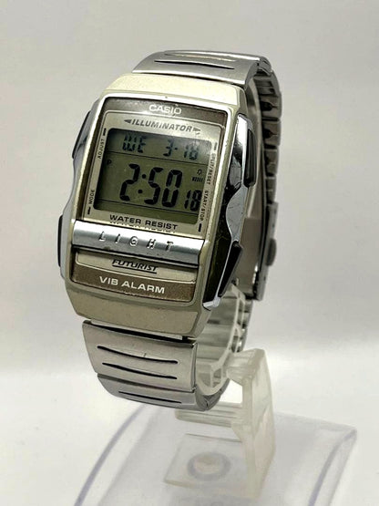 Casio A-220 vintage digital quartz watch with vibration and sound alarm, backlight, showing current time