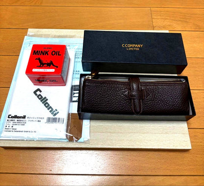 C Company Leather Pen Case with Mink Oil Dark Brown Handmade Stationery Accessory