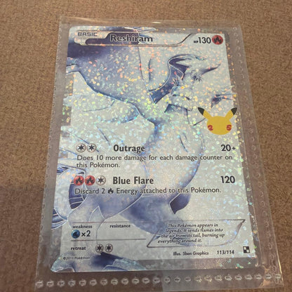 Nintendo Reshiram 113/114 Pokemon 25th Anniversary trading card Japan import from the official Nintendo set