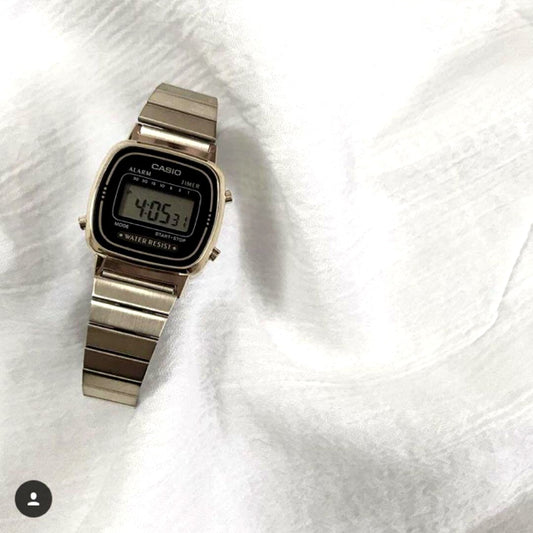 Casio Gold LA670W digital wristwatch with gold-tone stainless steel band and classic retro design