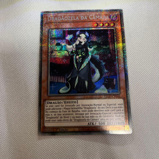 Yugioh Dragonmaid Chaim Starlight Rare Portuguese 1st Edition trading card ETCO-PT026 in protective sleeve
