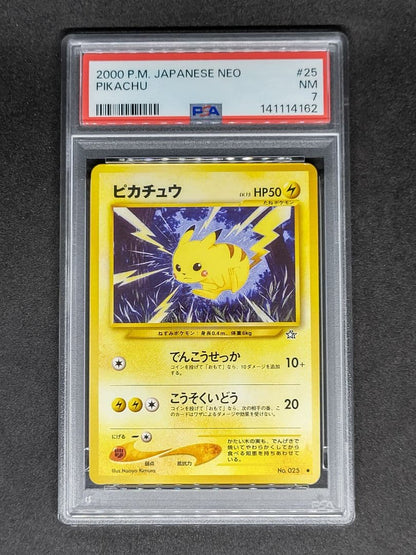 Bandai Pokemon Neo Pikachu PSA7 collectible card from 2000 Japan import with single owner packaging
