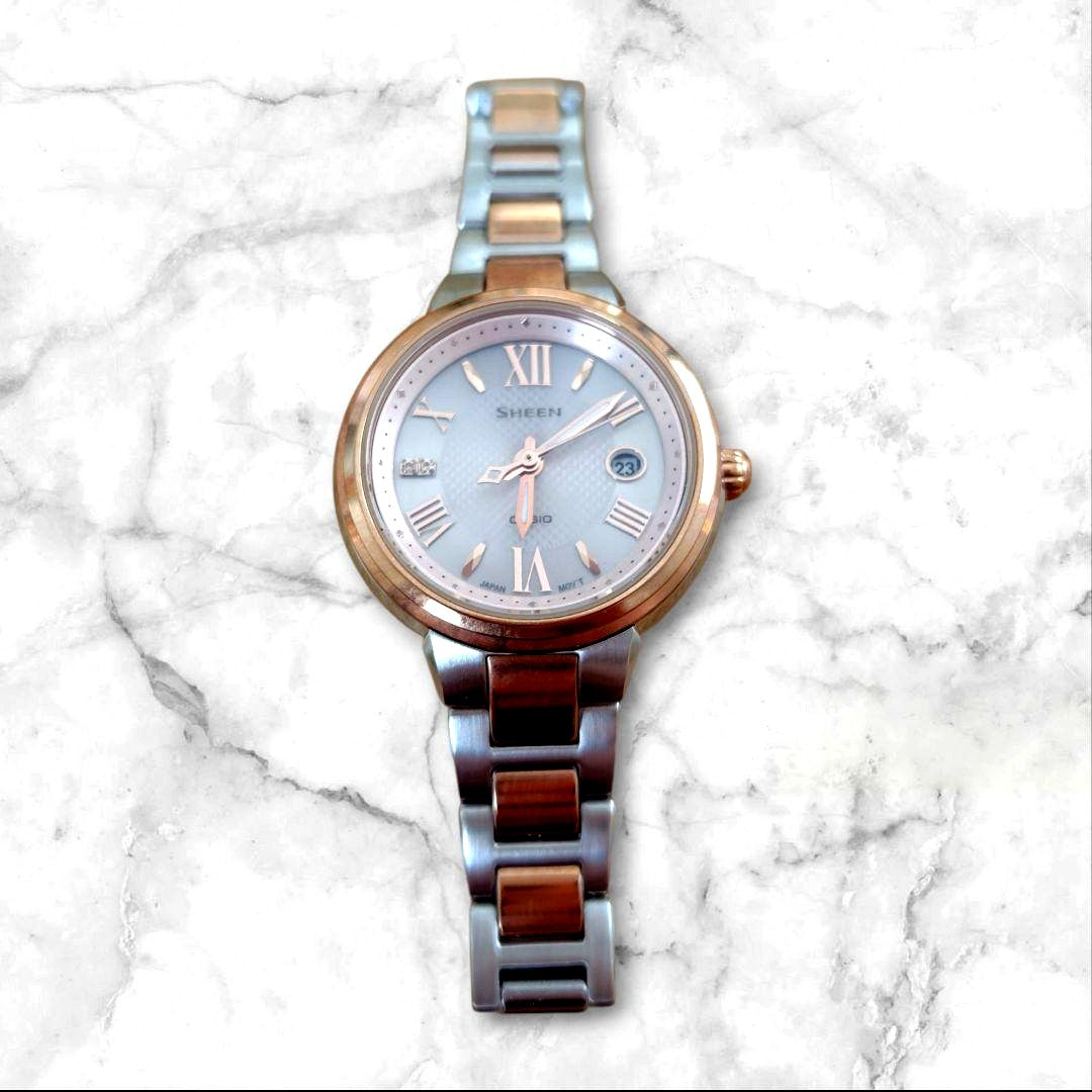 Casio Sheen Analog Watch Silver/Rose Gold — Japan Import