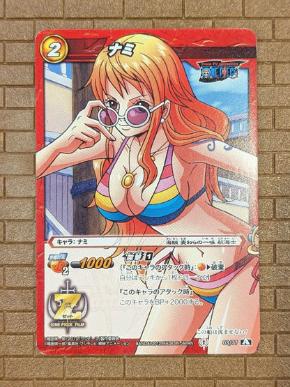 One Piece Miracle Battle Cardassian arcade-quality card featuring Nami model 0377 from Japan
