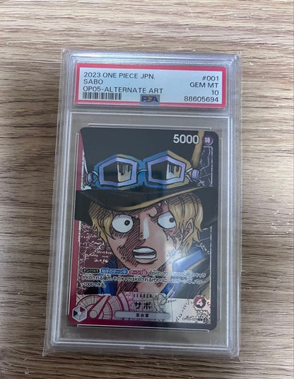 Japan Import Sabo Leader Parallel One Piece Trading Card OP05-001 graded PSA GEM MT 10