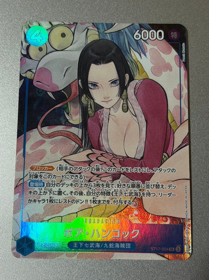 One Piece Game Card Boa Hancock ST17-004 in very good condition, shown with protective sleeve