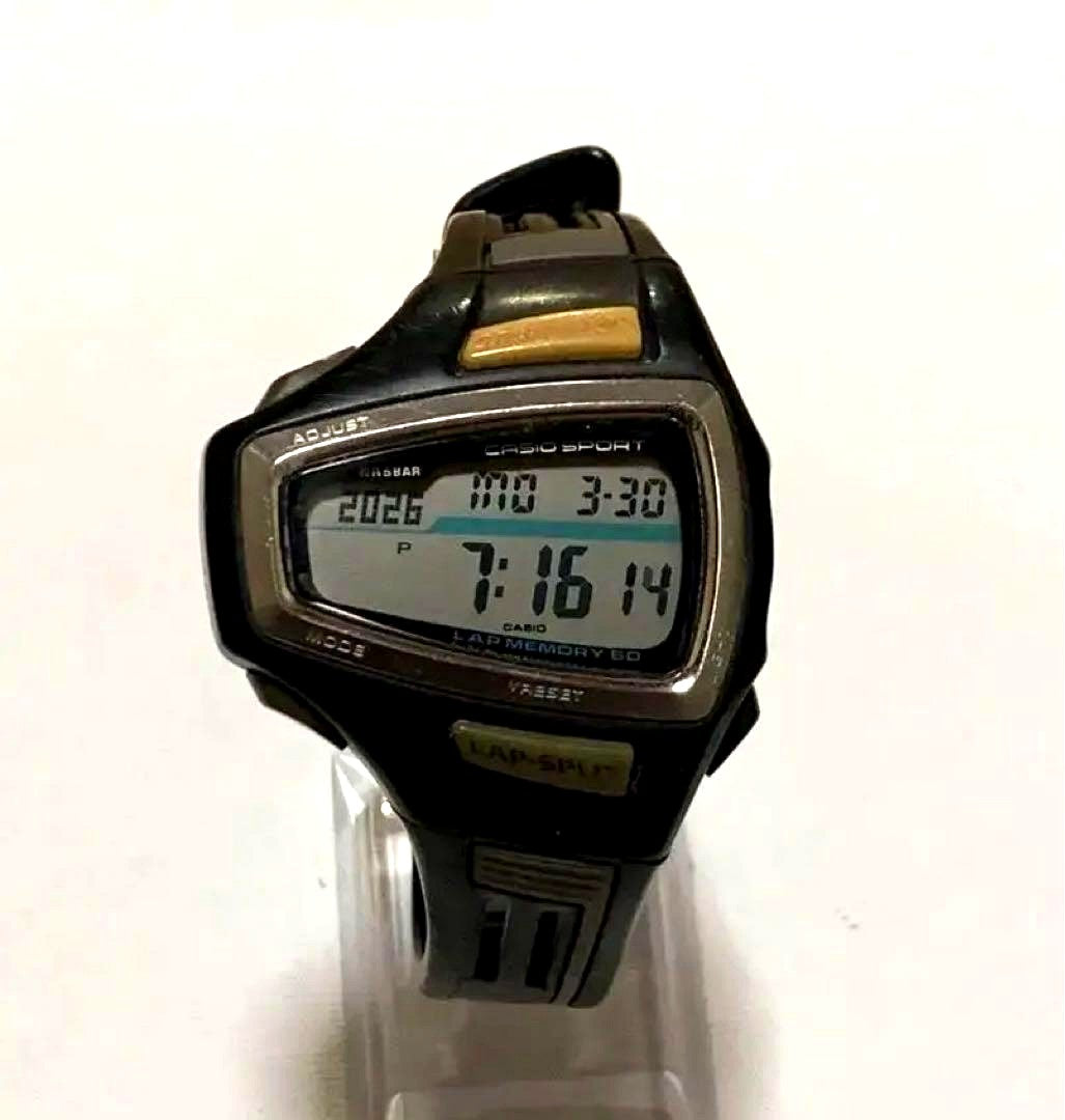 Casio Sport STR-900J black running watch with replaced battery, used condition