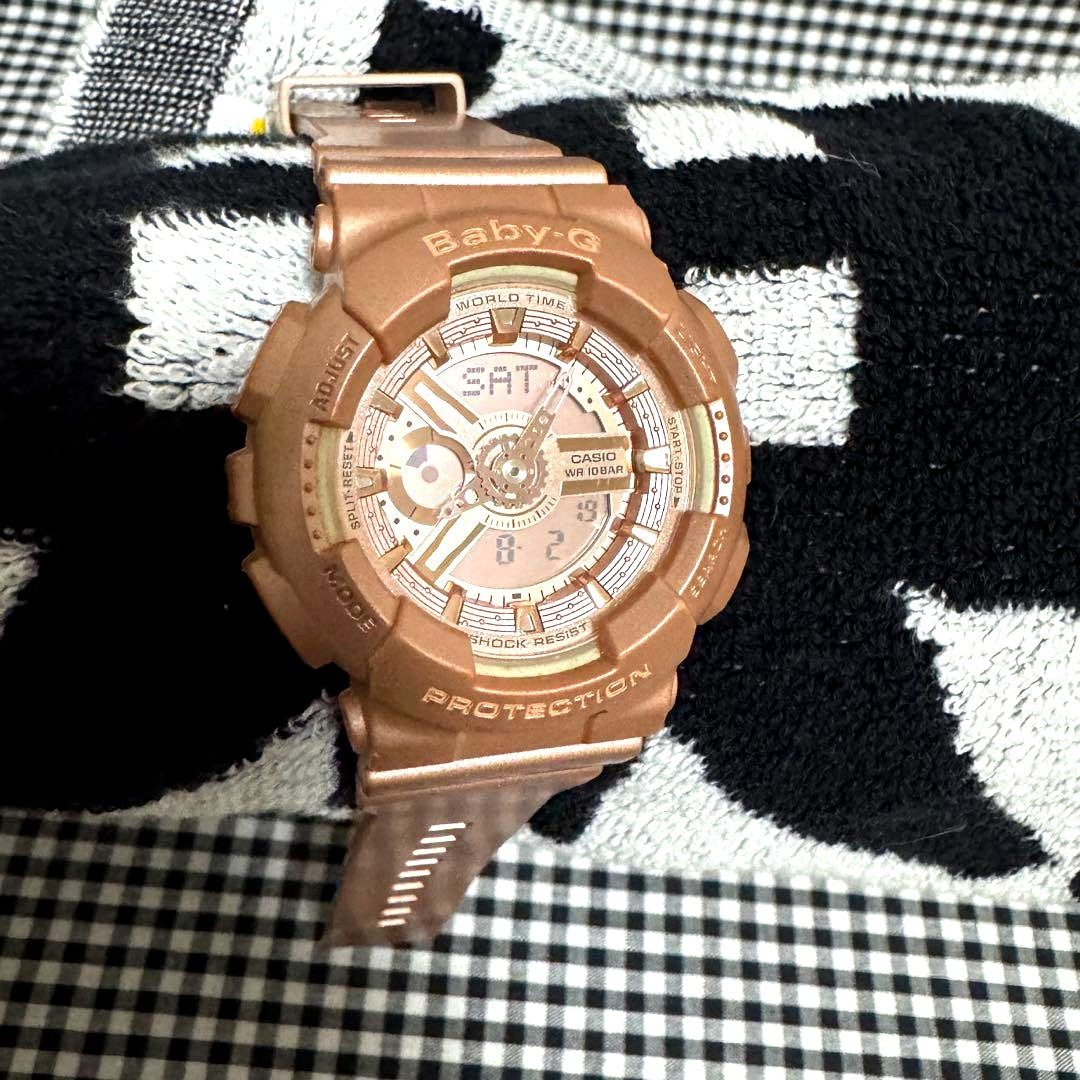 Casio Baby-G BA-111-4A2 coral pink digital watch from the Big Case series with shock resistance and 10 ATM water resistance