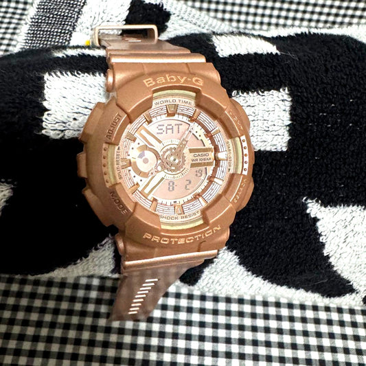 Casio Baby-G BA-111-4A2 coral pink digital watch from the Big Case series with shock resistance and 10 ATM water resistance