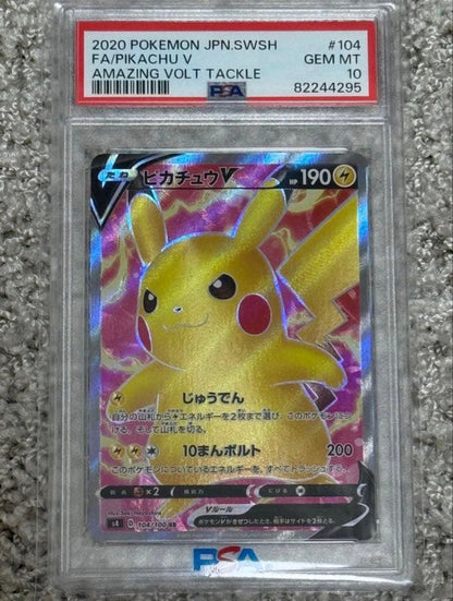 Pokemon Pikachu V SR Sword & Shield S4 series trading card PSA10 grade from Japan, card number 104/100