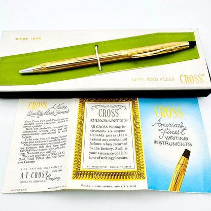 Cross Classic Century 12KT Gold Filled Ballpoint Pen Blue Ink Gold Color Japan Import