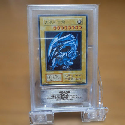 Yu-Gi-Oh Blue-Eyes White Dragon stainless steel card graded ARS10 from 20th Anniversary Duelist Box