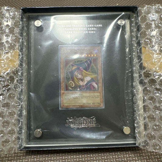 Bandai Yu-Gi-Oh Black Magician Girl metal stainless steel monster card in sealed bag with outer box
