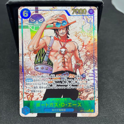 Portgas D. Ace OP13-119 secret parallel card from One Piece card game showing front design