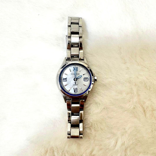 Casio Oceanus silver wristwatch model OCW-7OPJ-7AJF Japan import with silver dial and bracelet