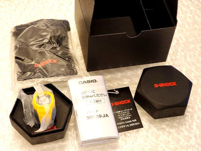 Casio G-Shock Nano DWN-5600-9JR yellow model wristwatch with box and guarantee card