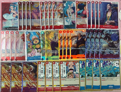 One Piece Card Game Red Blue Vivi Deck Parts Set with sleeved cards displayed