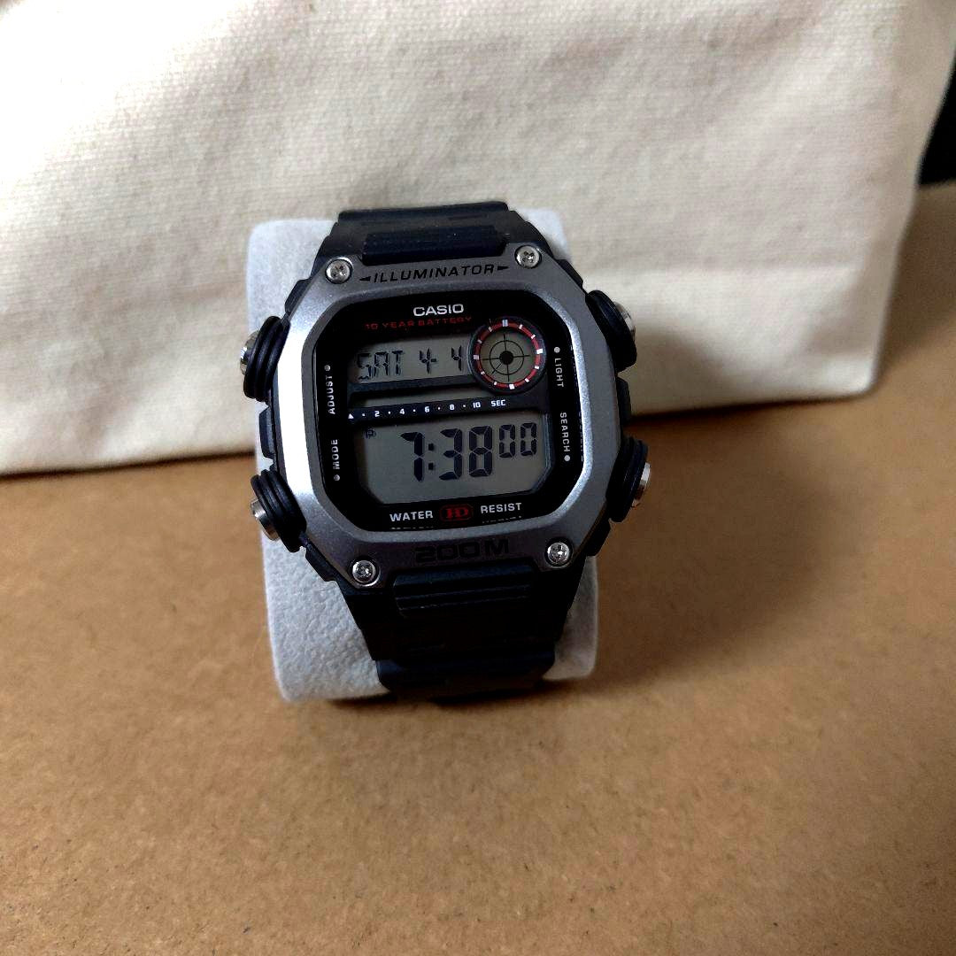 Casio Illuminator digital watch in black with LED backlight and 200 meters water resistance