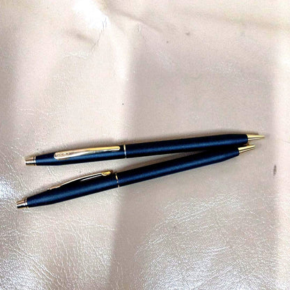 Casio pen set with black and gold crossball ballpoint pen and mechanical pencil, Japan import two-pack
