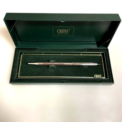 Cross Silver Ballpoint Pen with metallic finish shown with its dedicated case