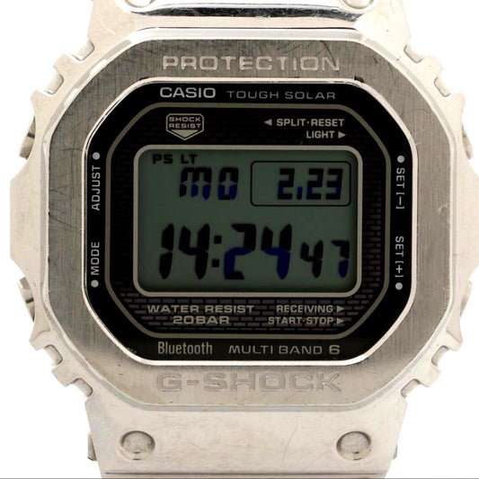 Casio G-Shock GMW-B5000 full metal Bluetooth solar watch with minor scratches, front view