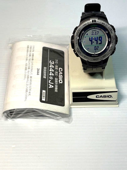 Casio Pro Trek PRW-3100-1JF radio solar watch with black band and manual, Japan import