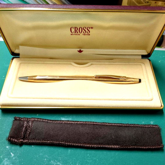 Cross 1502 14K gold filled ballpoint pen with case and fabric cover