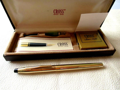 Cross Century 10K Gold Filled Fountain Pen 14K M Nib with Box Japan Import