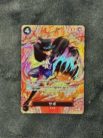 Sabo SP One Piece trading card from God's Island Adventure series Japanese import in protective sleeve