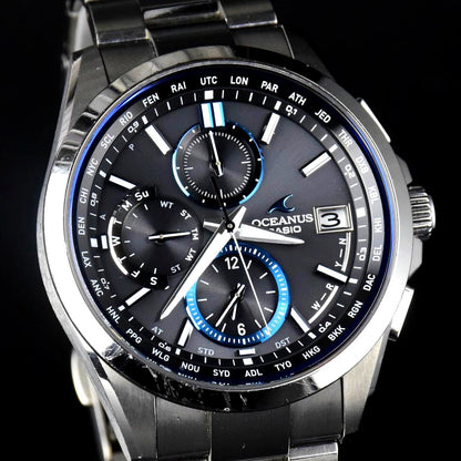 Casio OCEANIA Series OCW-T2600 radio-controlled solar titanium watch with sapphire glass and titanium band