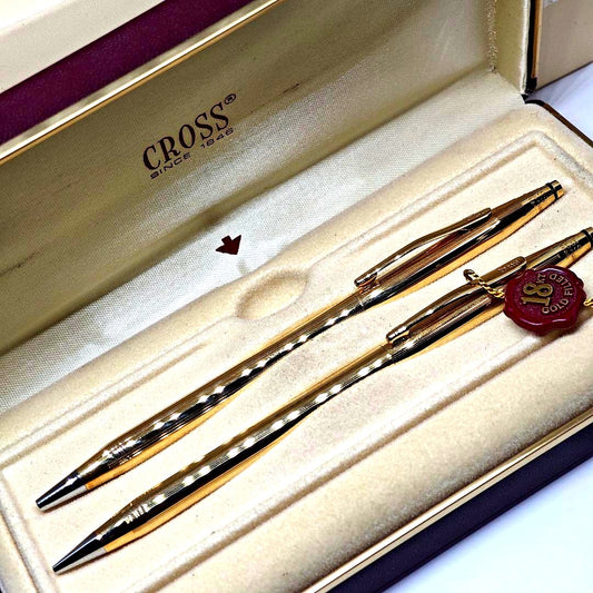 Cross 18KT Classic Century ballpoint pen and mechanical pencil set with 18-karat gold plating and ink included