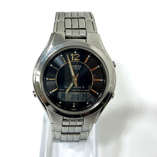 Casio Lineage LCW-M200 men's watch with stainless steel case and band showing the dial and bracelet