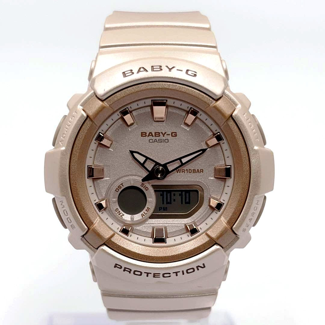 Casio Baby-G BGA-280BA-4AJ F pink beige women's wristwatch with adjustable band and square dial