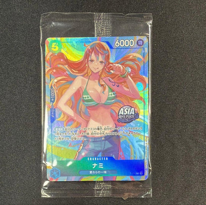 One Piece Card Game Nami Promo Asia Version P-112 Character Card featuring Nami