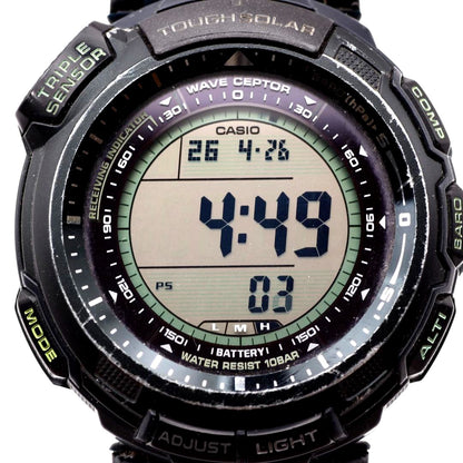 Casio Pro Trek PRW-1300ARJ limited edition digital watch with black resin band and triple sensor features