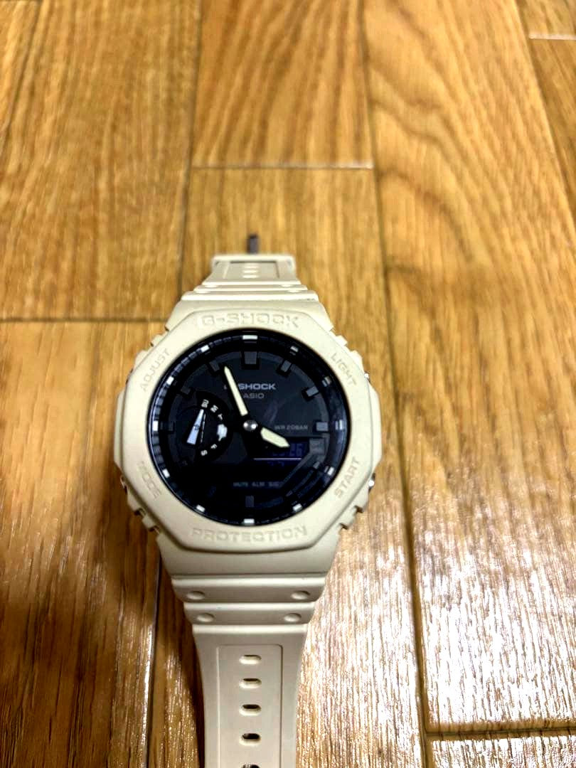 Casio G-Shock Carbon Core Guard beige analogue digital watch with sturdy design and water resistance