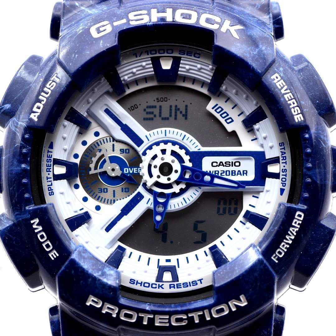 Casio G-Shock GA-110BMP men's analogue-digital watch with marble blue dial and resin band