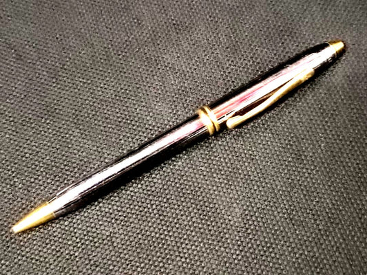 Cross Tendzust Medalist ballpoint pen made in USA with silver and gold finish and logo script