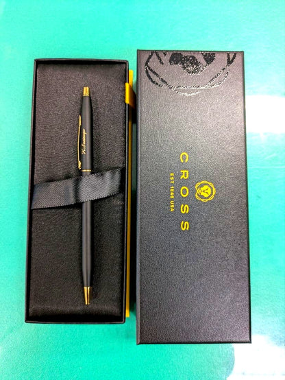 Cross Black Ballpoint Pen with Gold Accents and Hard Case