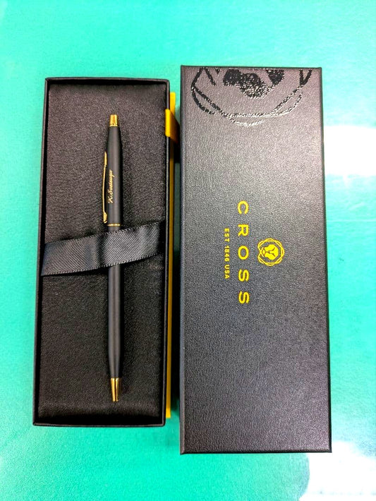 Cross Black Ballpoint Pen with Gold Accents and Hard Case