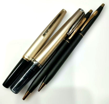 Sailor Vintage Short fountain pen with Pilot Timeline 05 mechanical pencil and Cross Classic Century pen set