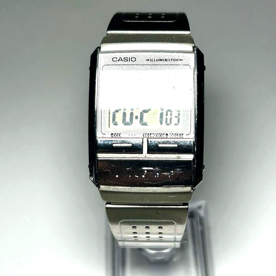 Casio Illuminator A200 vintage 1990s digital watch with metal band and stainless steel-like case