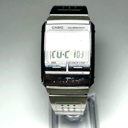 Casio Illuminator A200 vintage 1990s digital watch with metal band and stainless steel-like case