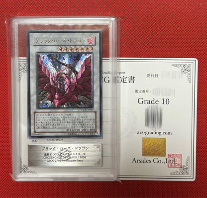 Ars10 Black Rose Dragon Relief Ultimate Rare Yu-Gi-Oh card with certification from set ARS10 in Japanese