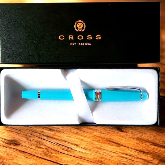 Cross Bailey Light teal fountain pen with medium nib and resin body