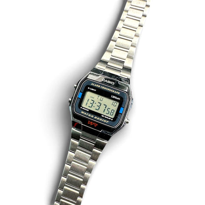Casio Digital Watch Model A163WA-1 with stainless steel band and digital display waterproof