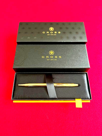 Cross Classic Century Gold PVD ballpoint pen with black medium refill and presentation gift box
