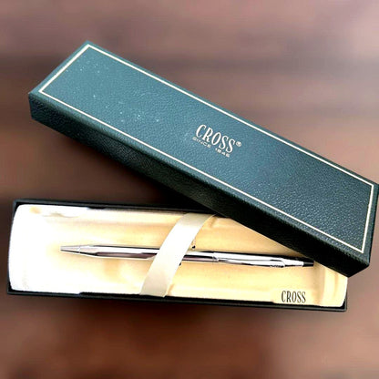 Cross Silver Ballpoint Pen with Custom Case
