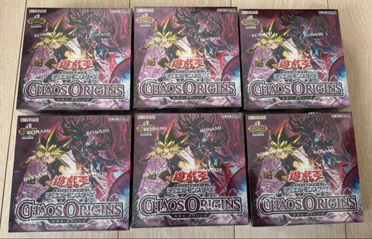 Shrink-wrapped Yugioh Chaos Origins 6 box trading card set Japan import